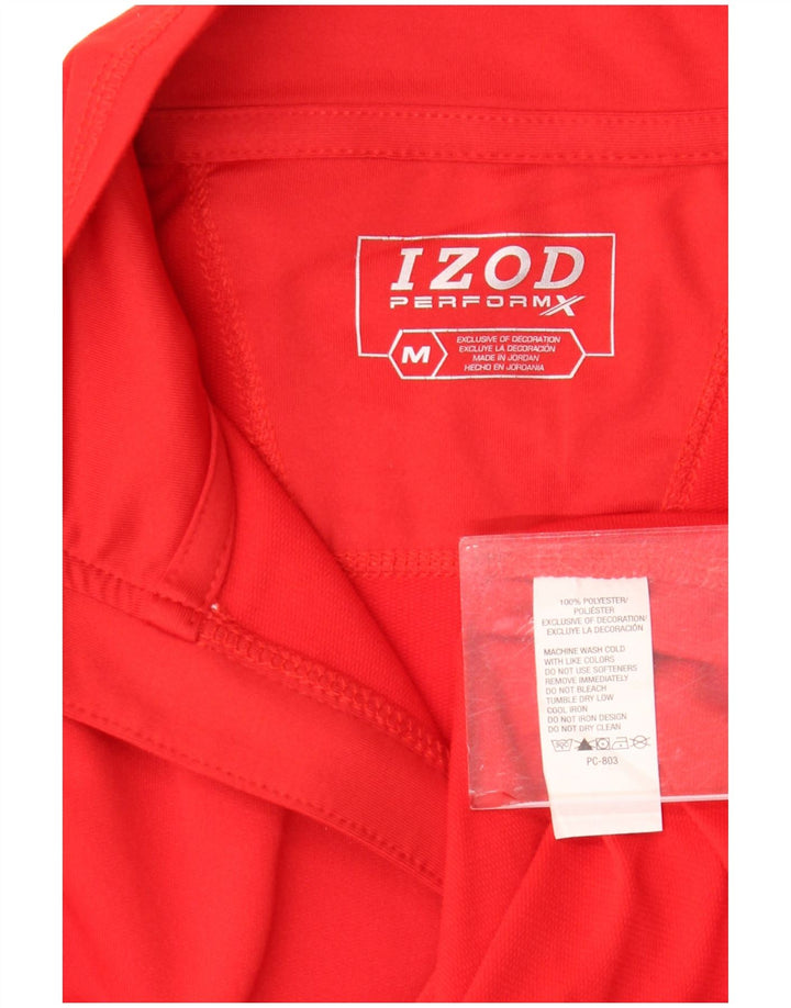 Izod Mens Zip Neck Jersey Chándal Top Medio Poliéster Rojo
