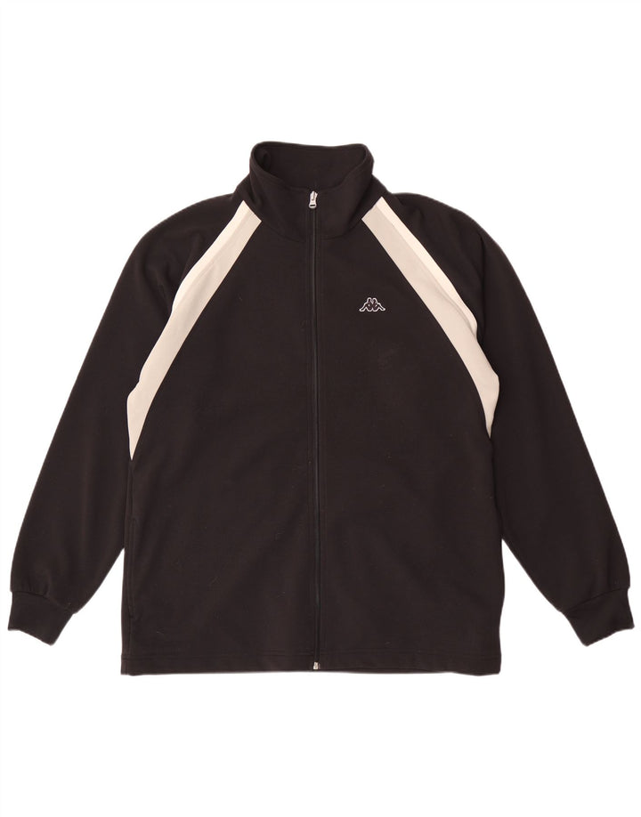 Kappa Hombre Chándal Top Chaqueta Grande Negro Colorblock Poliéster