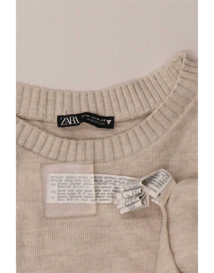 Zara - Jersey con cuello barco para mujer, talla 44, poliéster gris medio