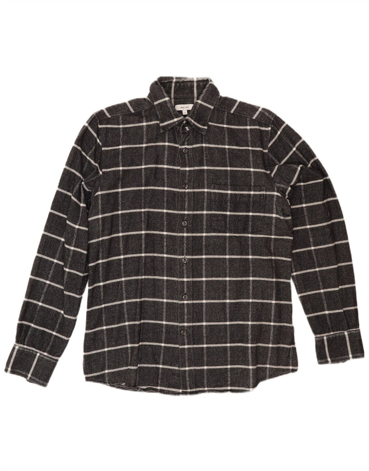 Camisa de franela para mujer REISS UK 44 Algodón a cuadros gris medio