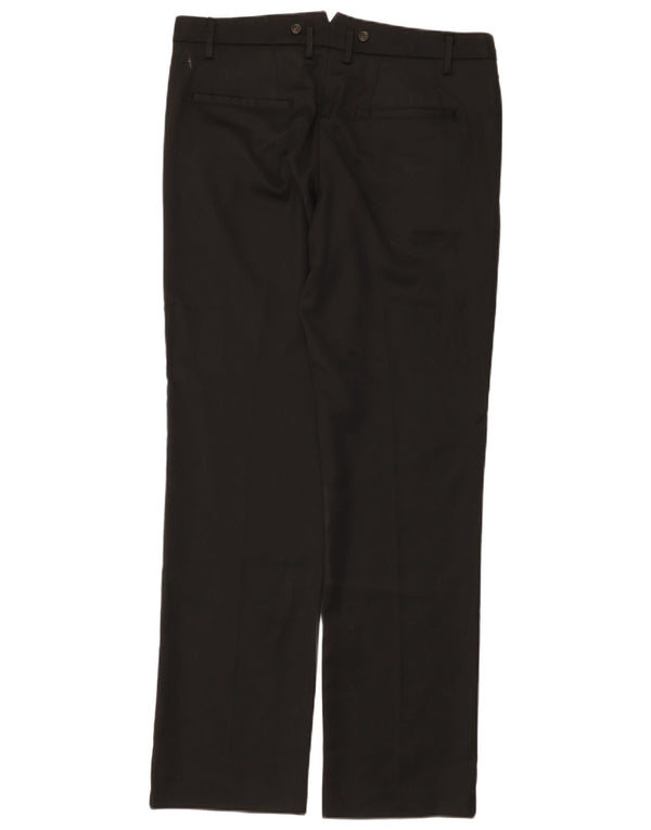 Benetton Pantalón Casual Recto Hombre IT 50 Large W36 L35 Negro Poliéster