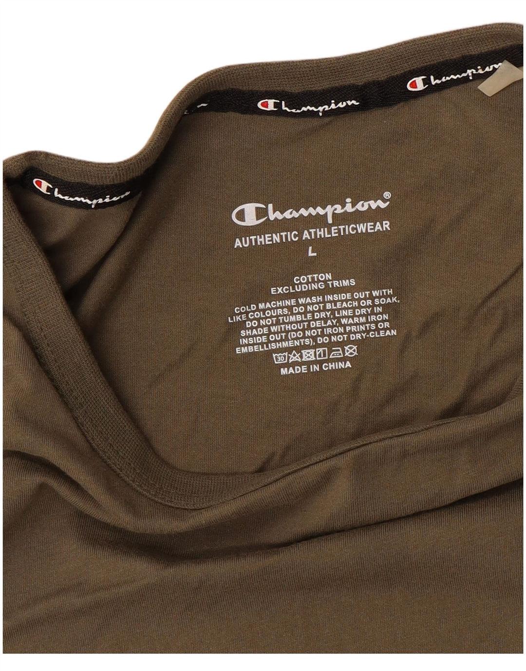 CHAMPION Top gráfico para hombre de manga larga de algodón marrón grande