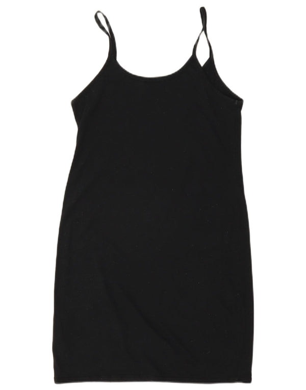 Topshop Womens Slip Dress UK 10 Small Black Cotton