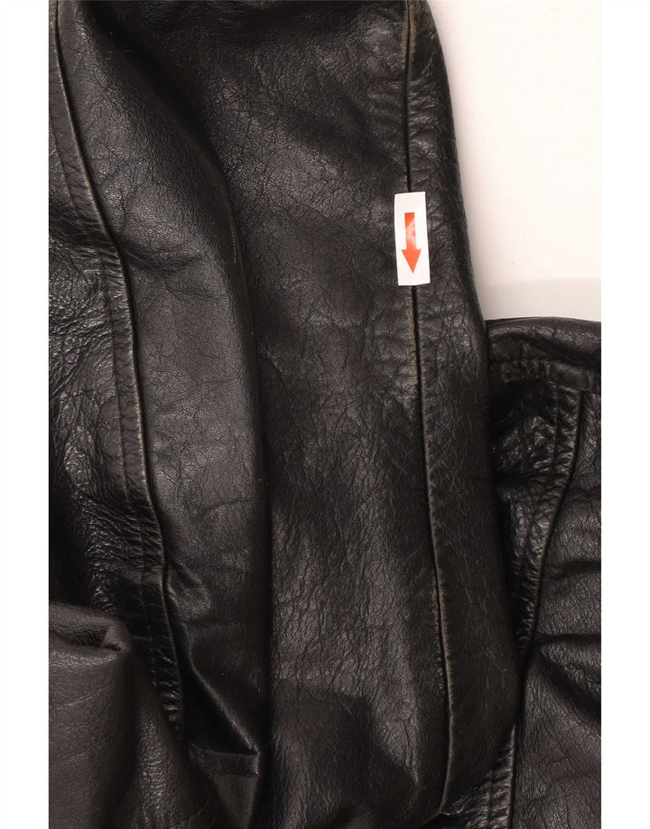 Vintage hombres cuero chaqueta militar Reino Unido 40 grande negro