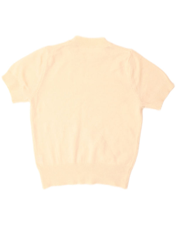 Shein Suéter tipo jersey de manga corta con cuello redondo para mujer UK 40 Small Beige