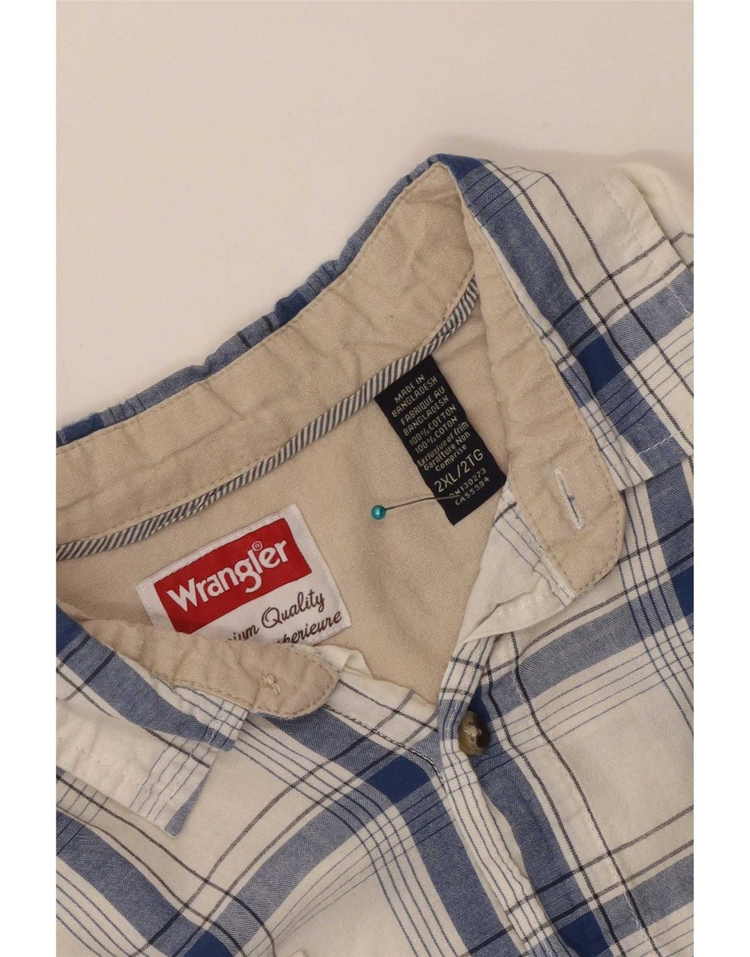 Wrangler Camisa De Hombre 2XL Algodón A Cuadros Blanco