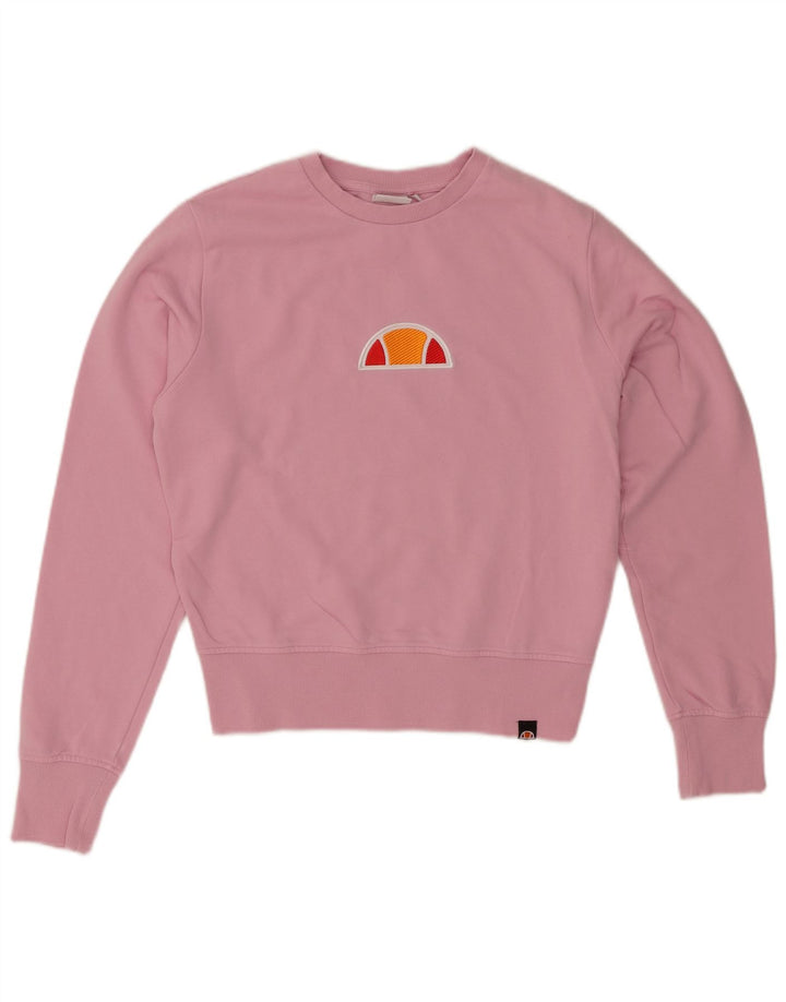 ELLESSE Womens Graphic Sweatshirt Jumper UK 14 Medium Pink Cotton