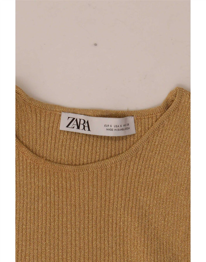 Zara Mujer Crop Vest Top UK 8 Small Beige