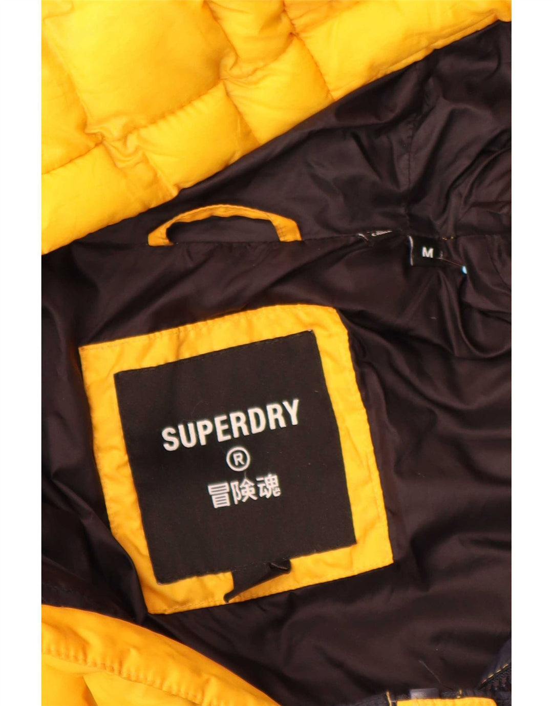 Superdry Chaqueta acolchada con capucha para hombre, talla 38, color amarillo medio