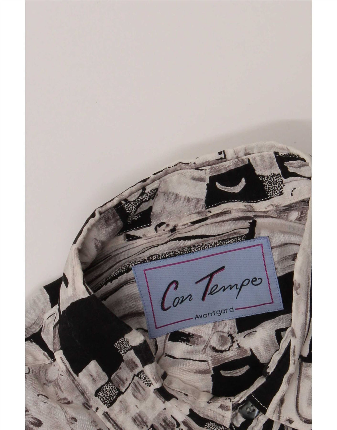 Camisa Vintage Hombre Manga Corta XL Gris Geométrica