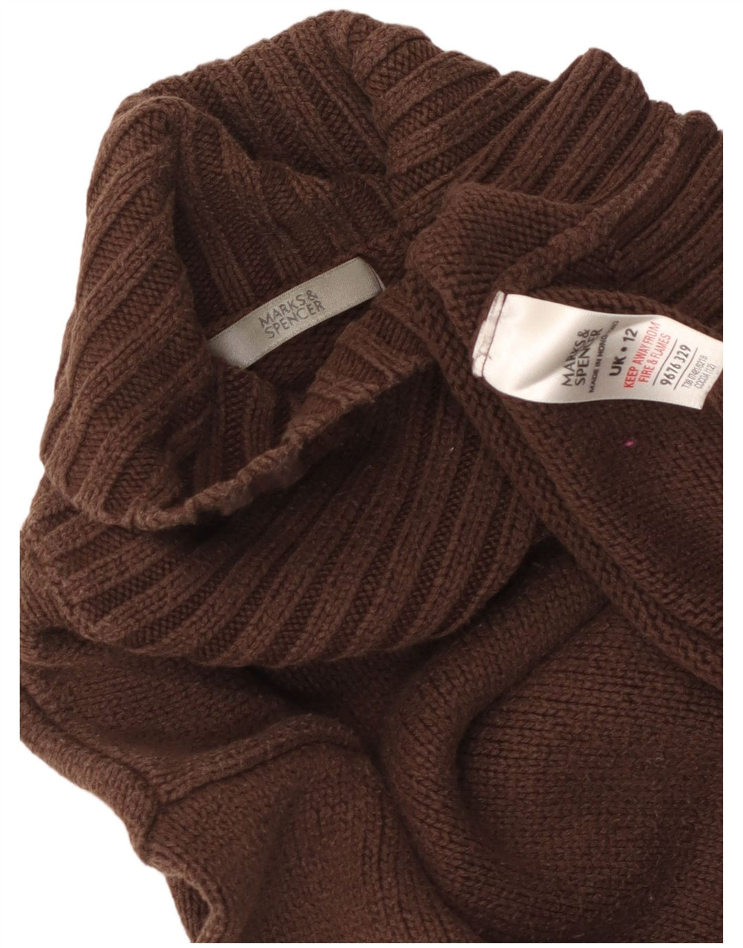 Marks & Spencer - Jersey corto con cuello vuelto para mujer, talla 40, color marrón medio