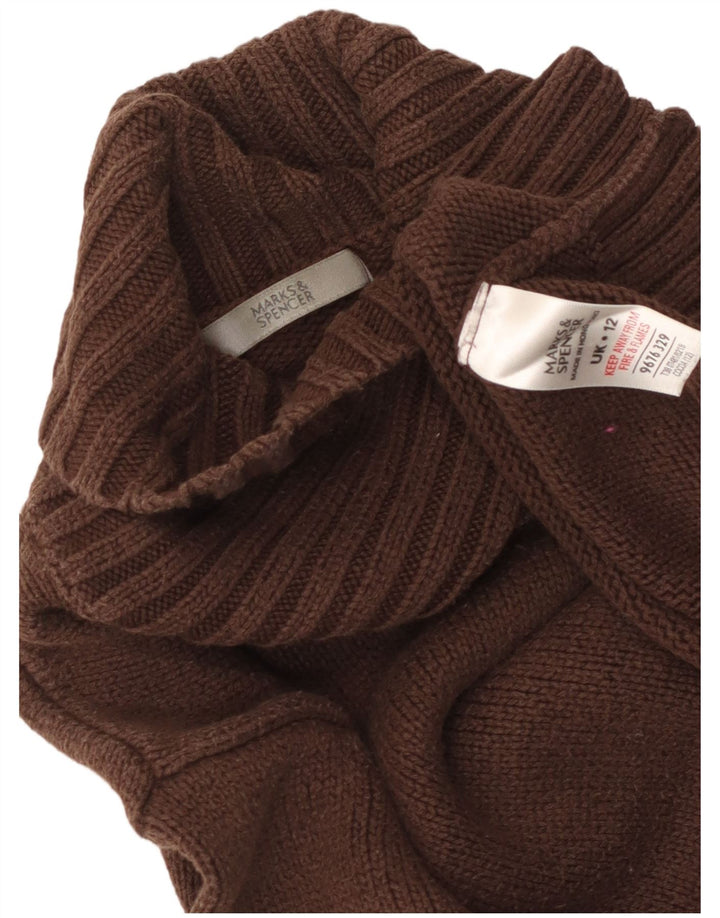 Marks & Spencer - Jersey corto con cuello vuelto para mujer, talla 40, color marrón medio