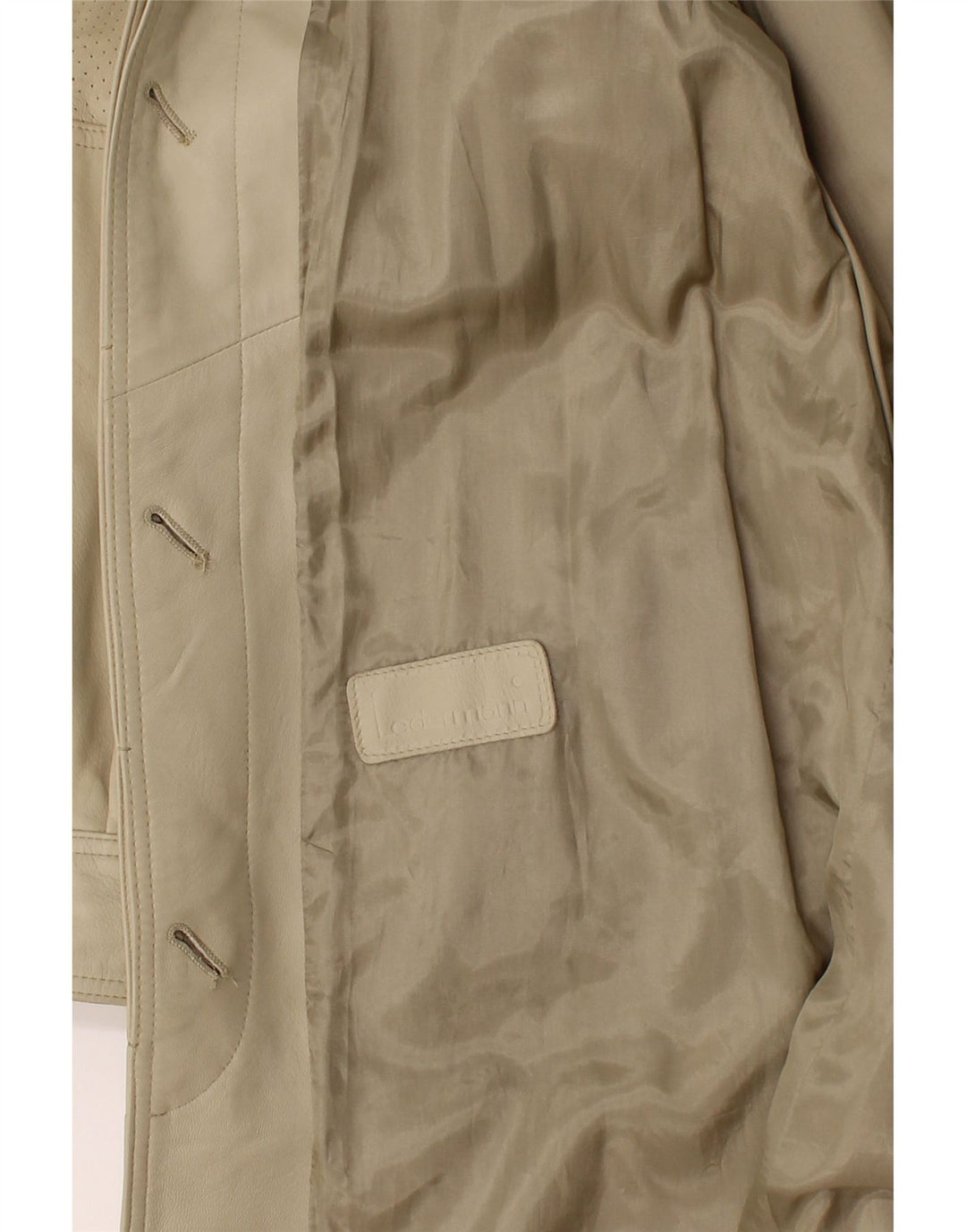 VINTAGE Abrigo de cuero para mujer Reino Unido 18 XL Beige