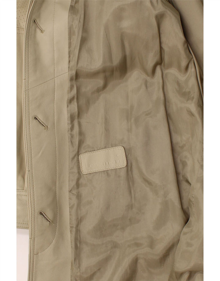 VINTAGE Abrigo de cuero para mujer Reino Unido 18 XL Beige