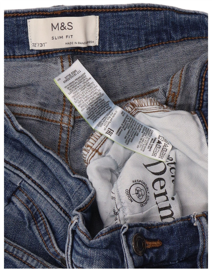 MARKS & SPENCER Vaqueros ajustados para hombre W32 L29 Azul Algodón Clásico
