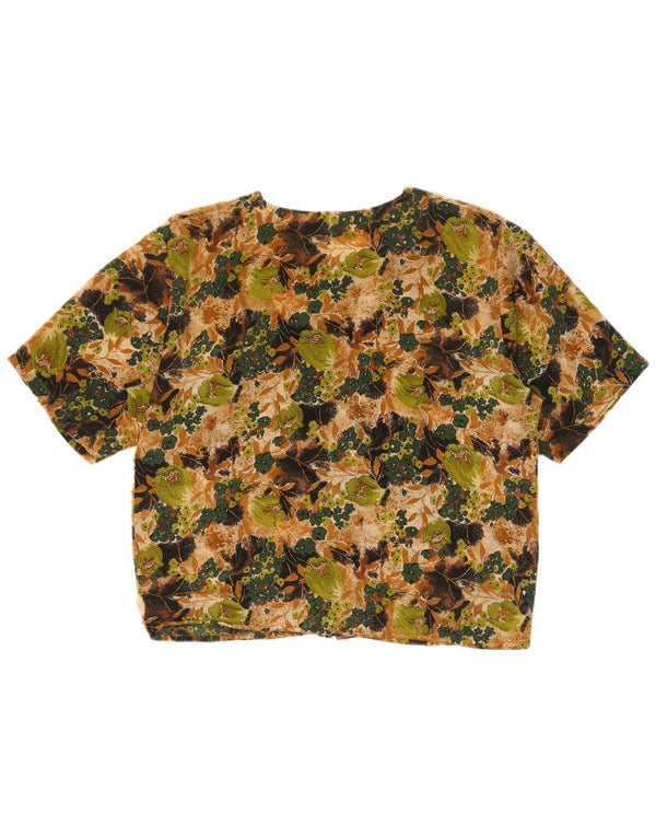 Vintage mujer camisa de manga corta blusa Reino Unido 14 grande multicolor floral