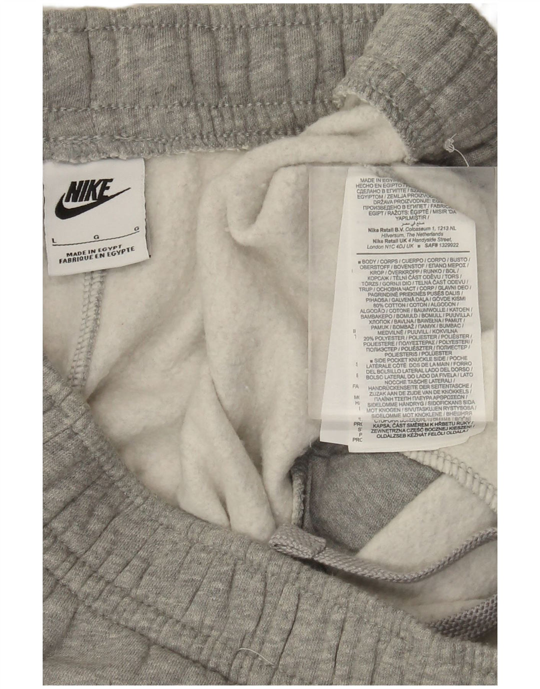NIKE Hombre Pantalones de Chándal Joggers Large Gris Algodón