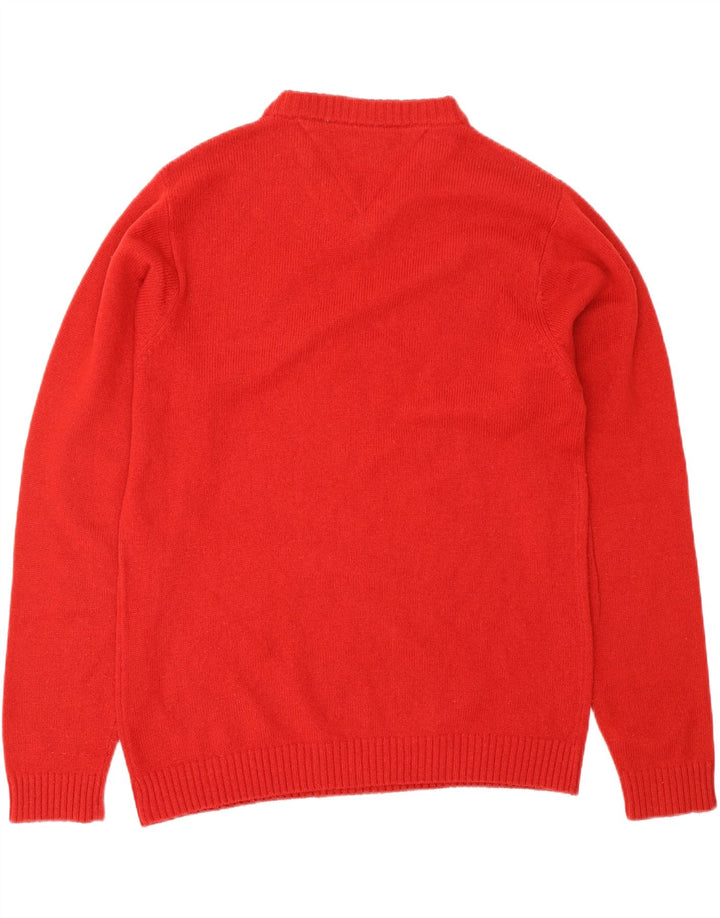 TOMMY HILFIGER Jersey con cuello en V para hombre Small Red Lambswool