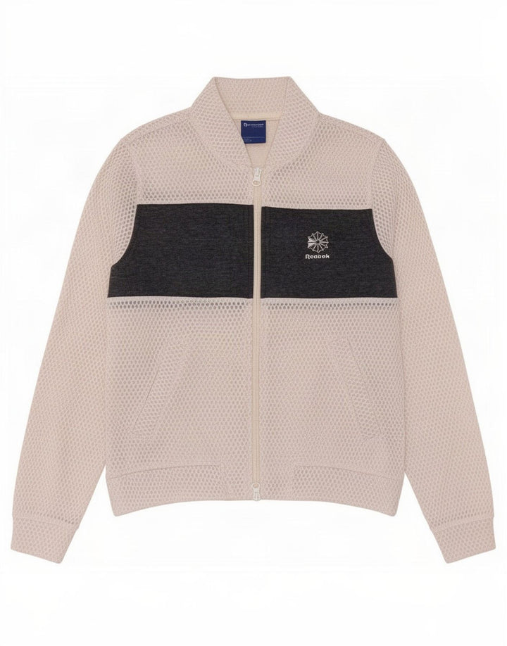 Reebok Chaqueta de chándal para mujer UK 4/6 XS Blanco Colorblock Poliéster