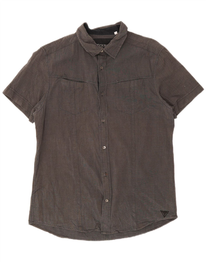 Guess Camisa De Manga Corta Para Hombre Grande Gris Algodón