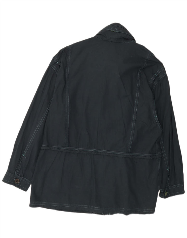 JAMES DILLON Chaqueta utilitaria con capucha para hombre Reino Unido 40 Grande Algodón azul marino