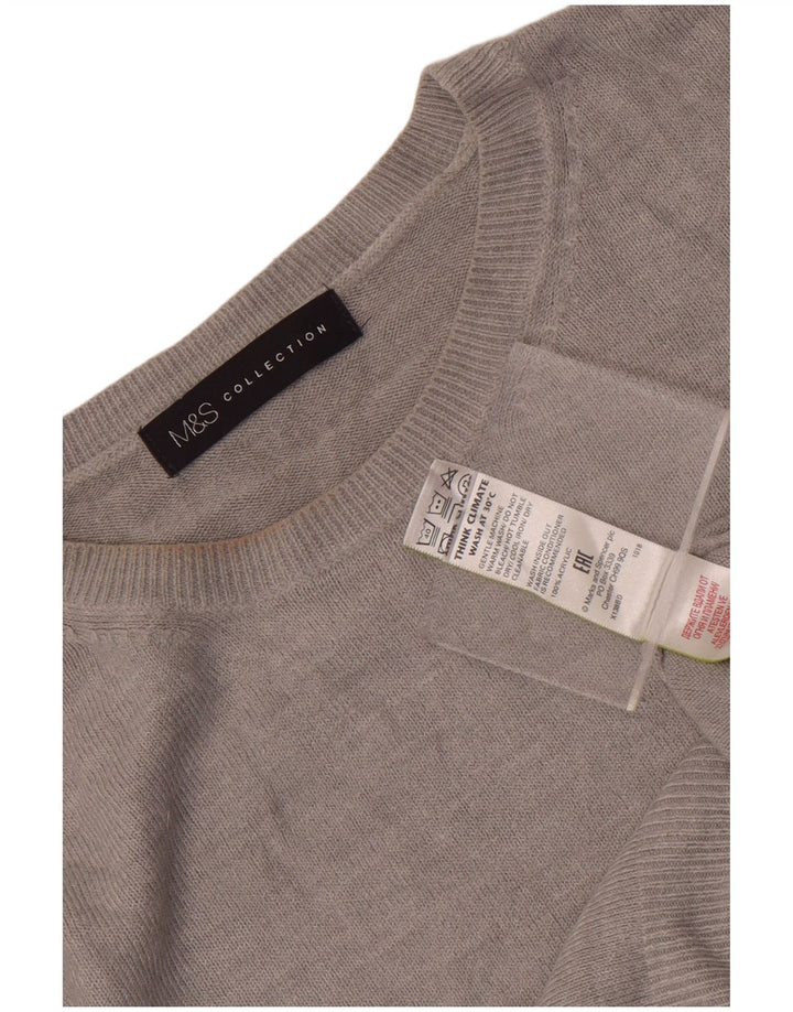 Marks & Spencer Suéter de cuello redondo para mujer UK 44 Acrílico gris grande