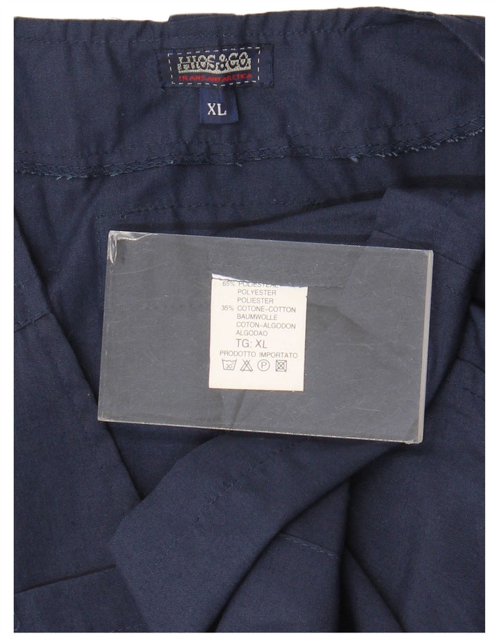 Vintage hombres utilidad Gilet Reino Unido 42 XL poliéster azul marino