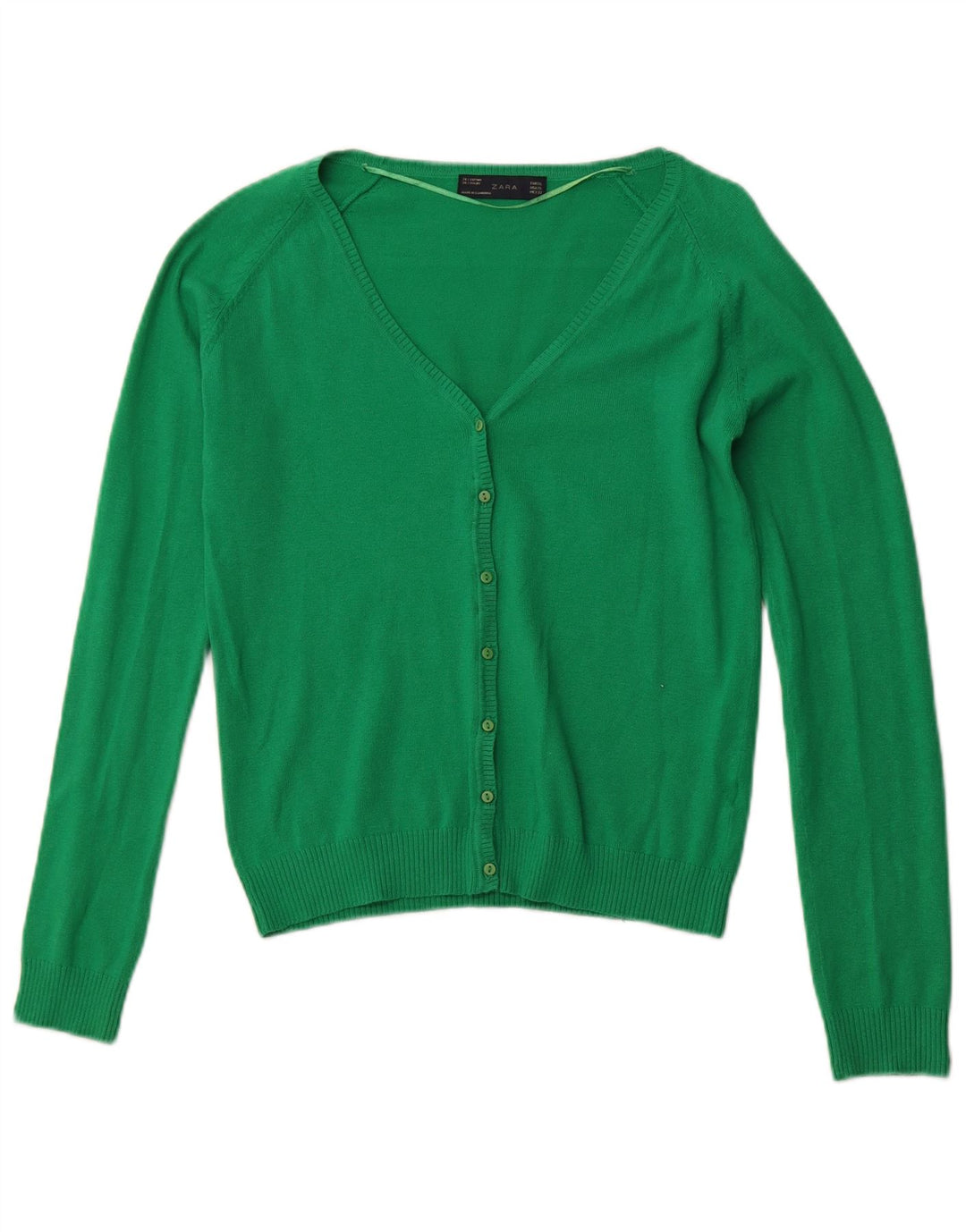 ZARA Mujer Jersey Cárdigan ES 40 XL Algodón Verde