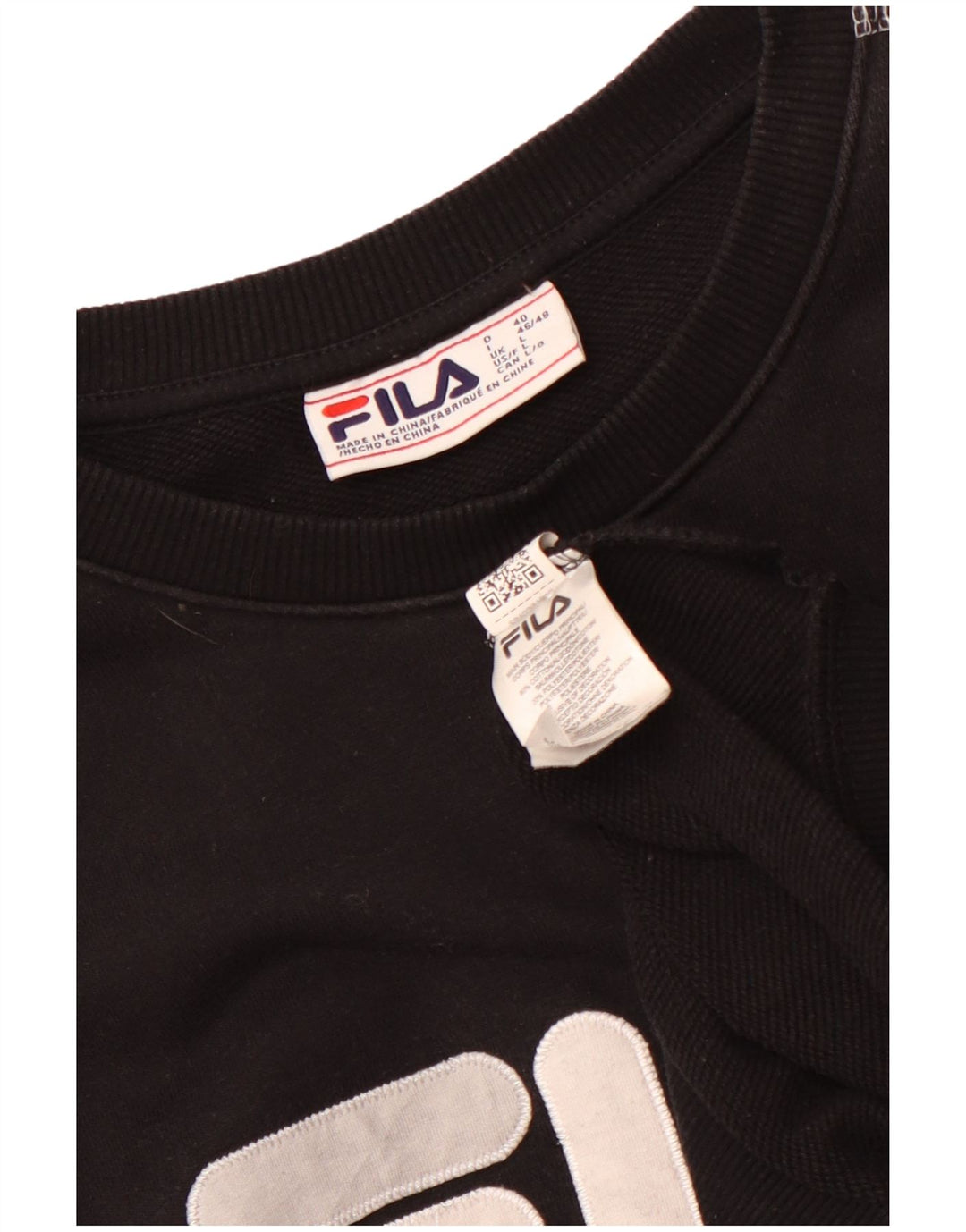 Fila Mujer Graphic Sudadera Jumper UK 46 Grande Algodón Negro