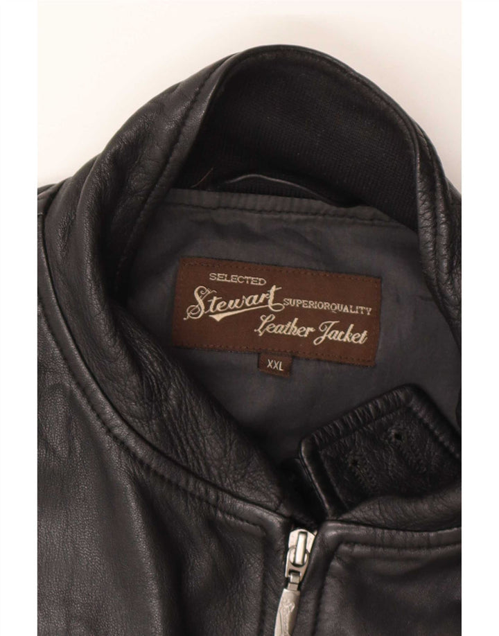 Stewart Chaqueta Bomber de Cuero para Mujer UK 20 2XL Motorista de Cuero Negro