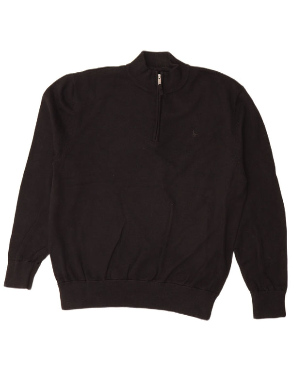 Jack Wills Jersey con cuello y cremallera para hombre XL Algodón negro