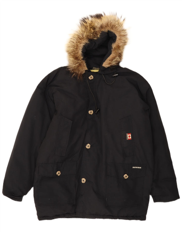 AESSE Chaqueta Parka con Capucha para Hombre UK 40 Large Black
