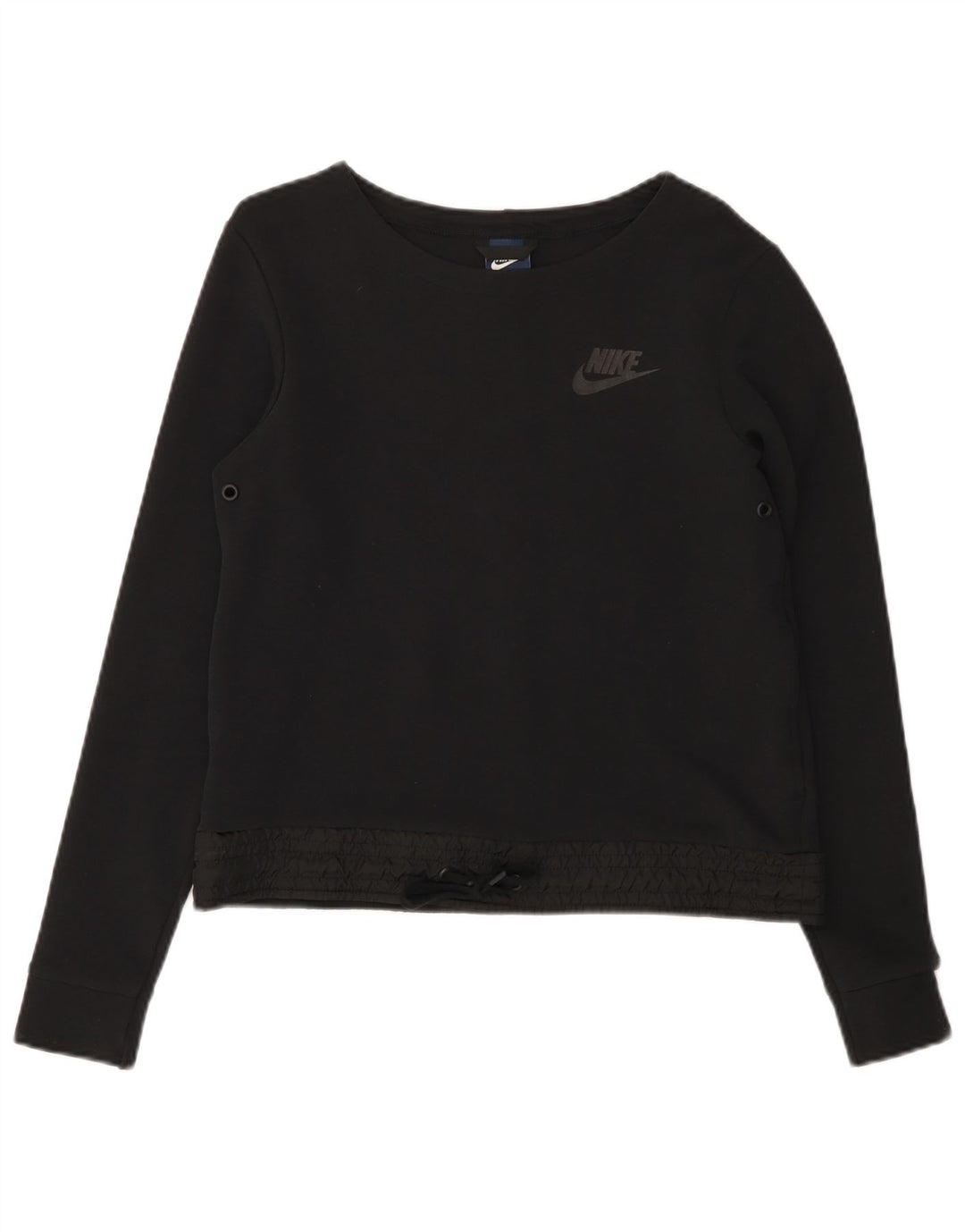 Nike Mujer Crop Sudadera Jumper UK 10 Pequeño Algodón Negro