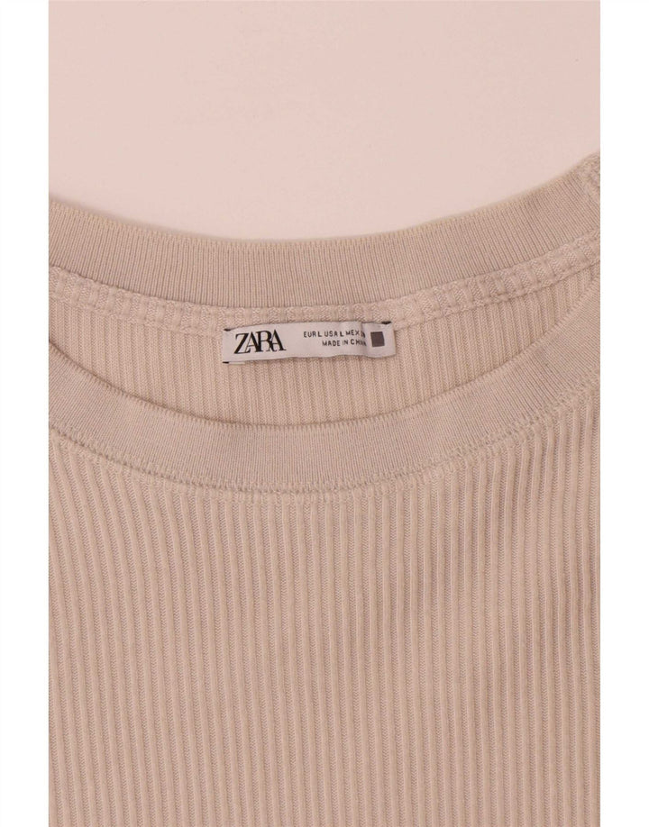 Zara Hombre Top Manga Larga Grande Poliéster Beige