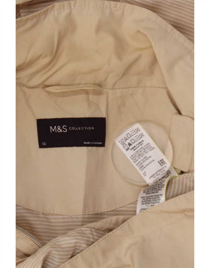 Marks & Spencer Chaqueta impermeable con capucha para mujer UK 46 Large Beige Poliéster