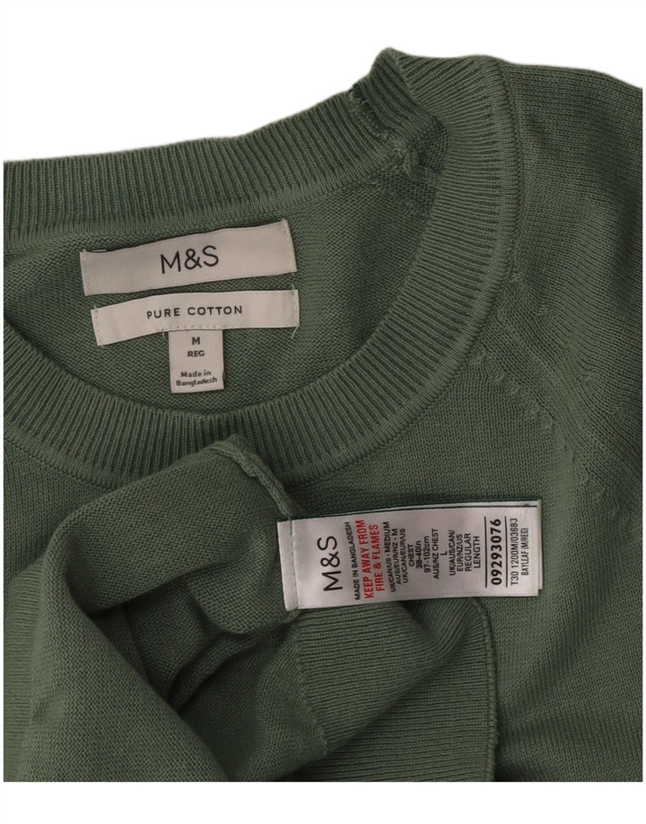 Marks & Spencer Jersey de cuello redondo para hombre de algodón verde medio