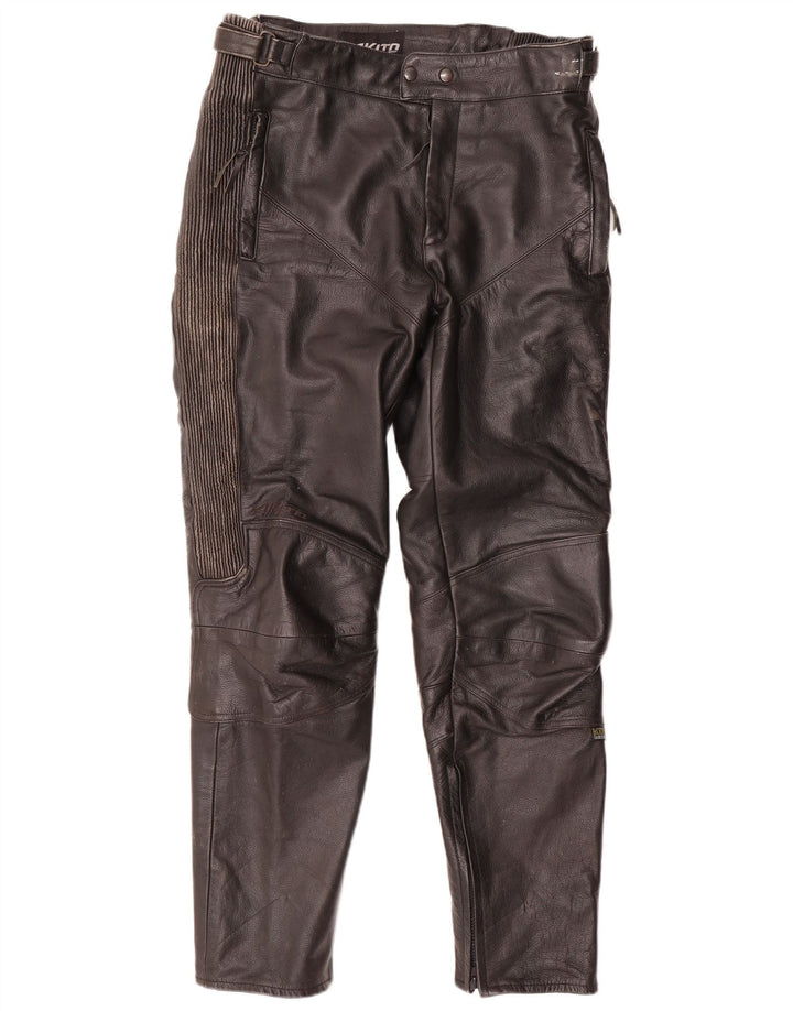 Akito Pantalones de cuero cónicos para hombre IT 46 Small W32 L32 Negro