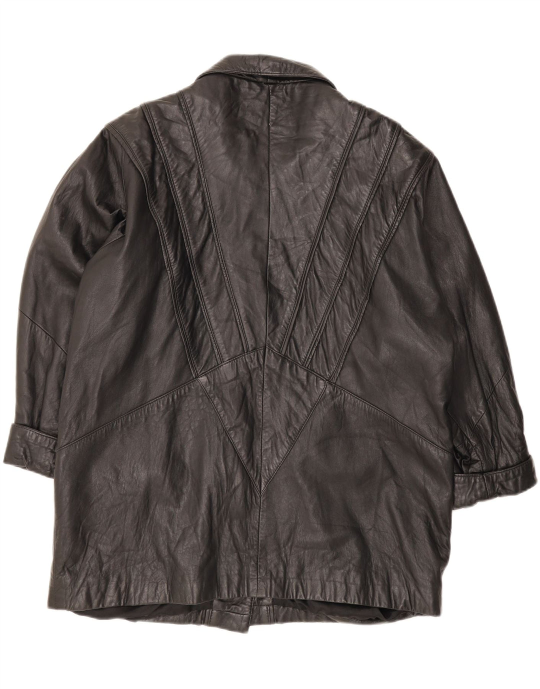 Chaqueta de cuero vintage para mujer IT 48 XL cuero negro