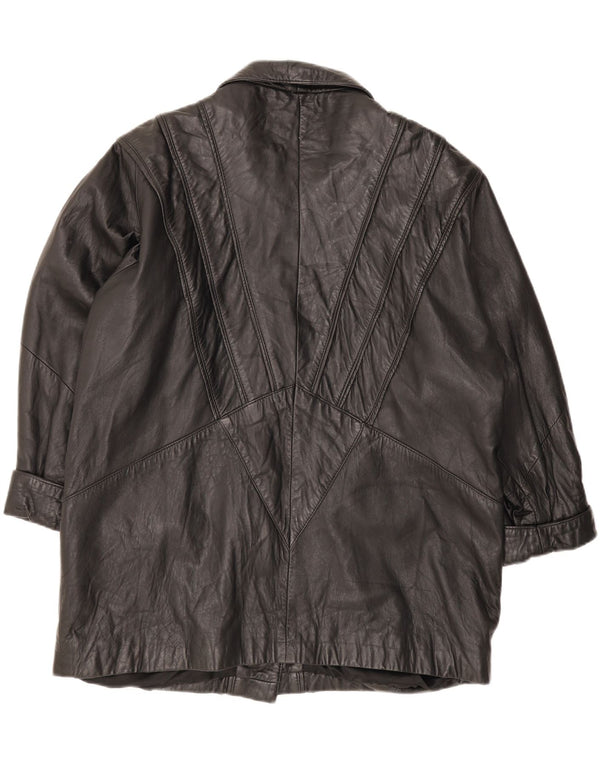 Chaqueta de cuero vintage para mujer IT 48 XL cuero negro