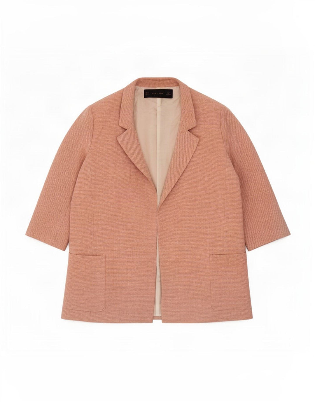 Zara Chaqueta Blazer Abierta De Manga 3/4 para Mujer UK 44 Viscosa Rosa Mediana