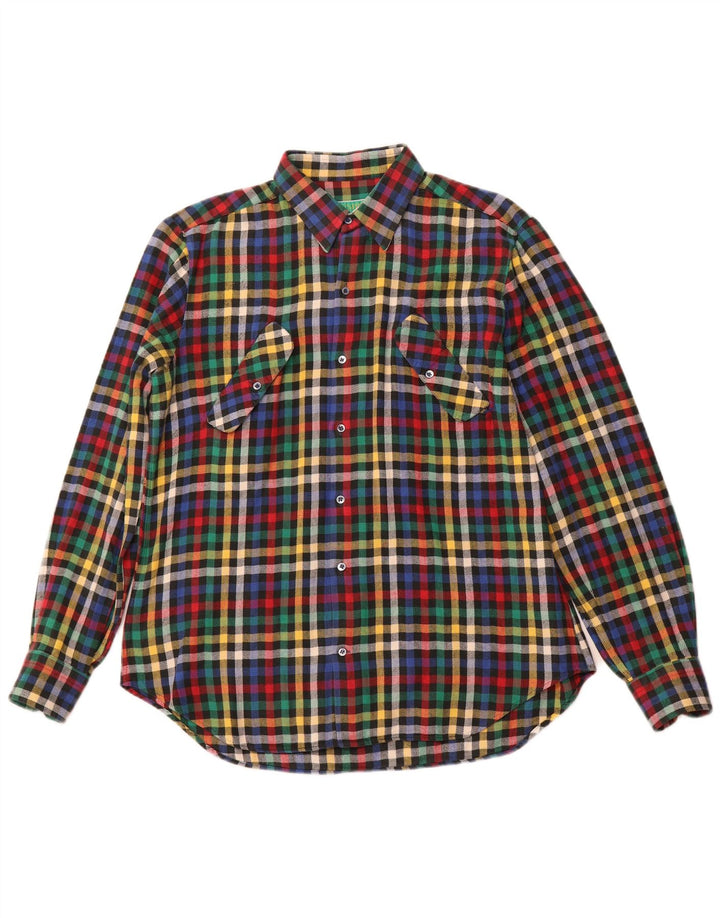 Desiree Camisa de franela para hombre Talla 16 Cuadros multicolores grandes