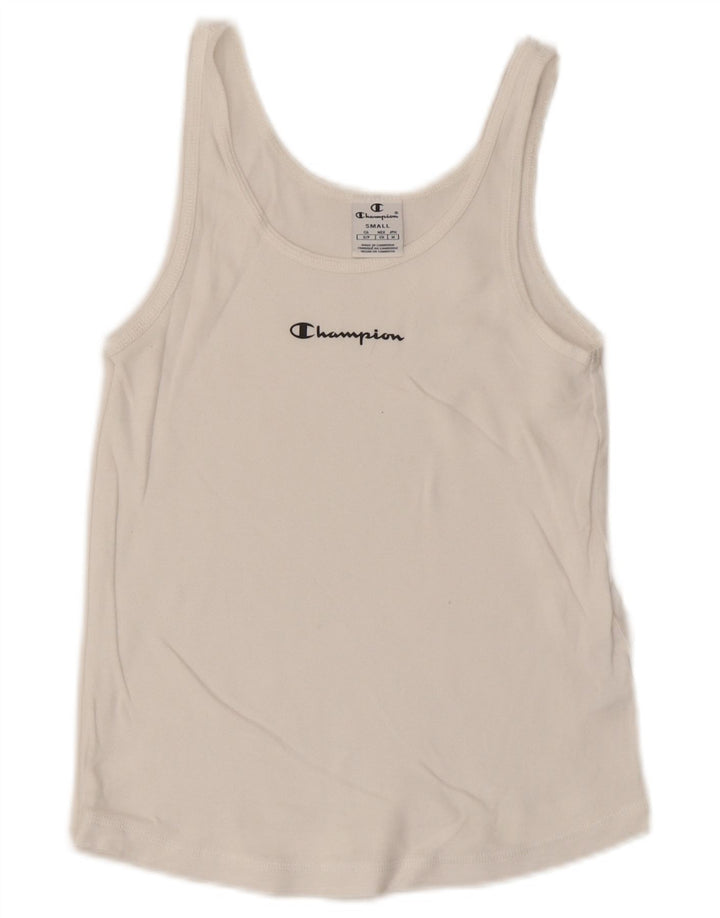 Champion Camiseta sin mangas para mujer UK 8 Small White Cotton
