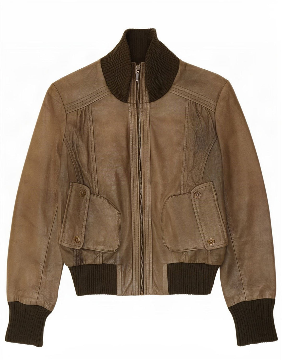 Chaqueta de cuero Oasis para mujer UK 44 Medium Khaki Colorblock