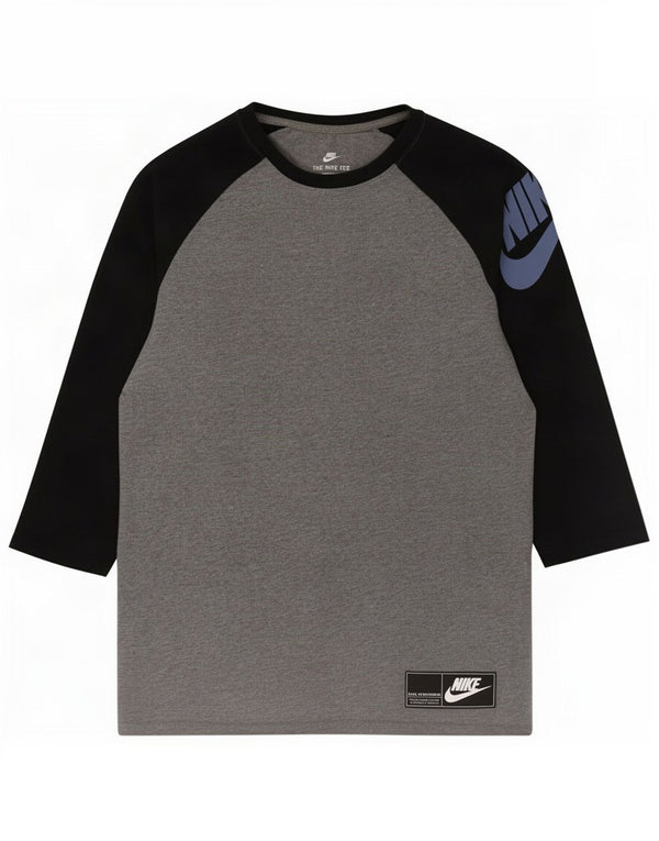 Nike - Camiseta gráfica de manga 3/4 para hombre, algodón gris color block pequeño