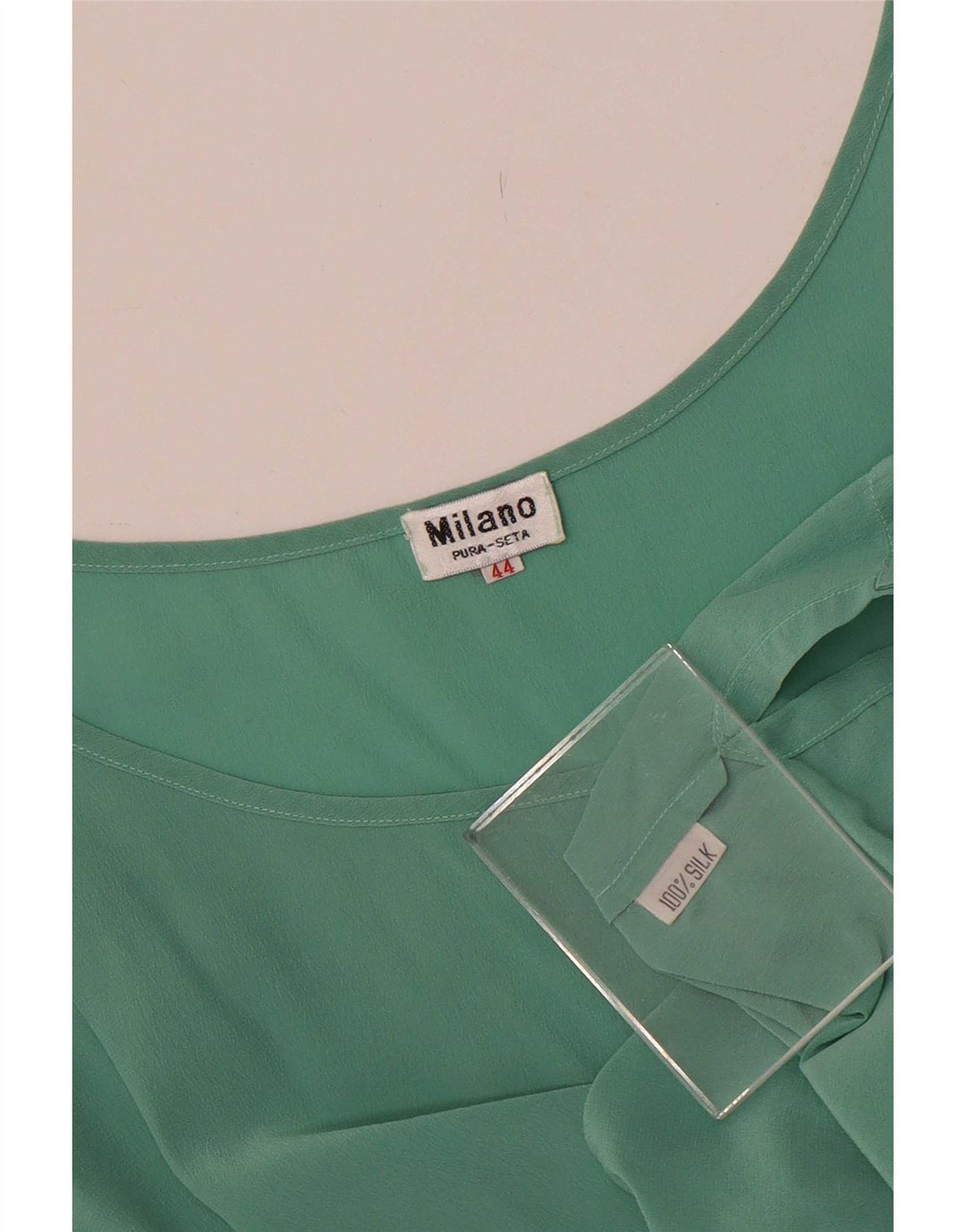 Blusa vintage sin mangas para mujer Top IT 44 Seda verde medio