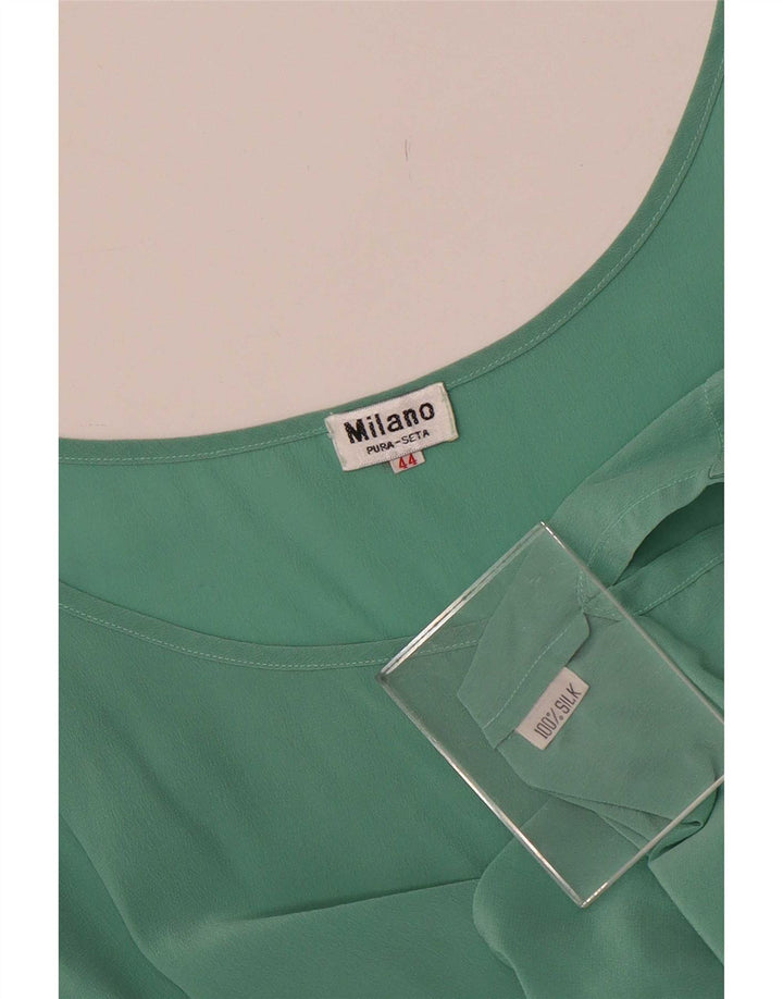 Blusa vintage sin mangas para mujer Top IT 44 Seda verde medio