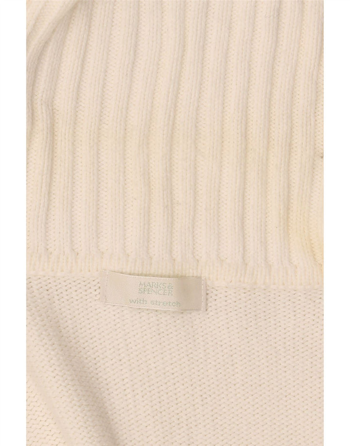 Marks & Spencer Suéter Cárdigan Elástico para Mujer UK 46 Grande Blanco