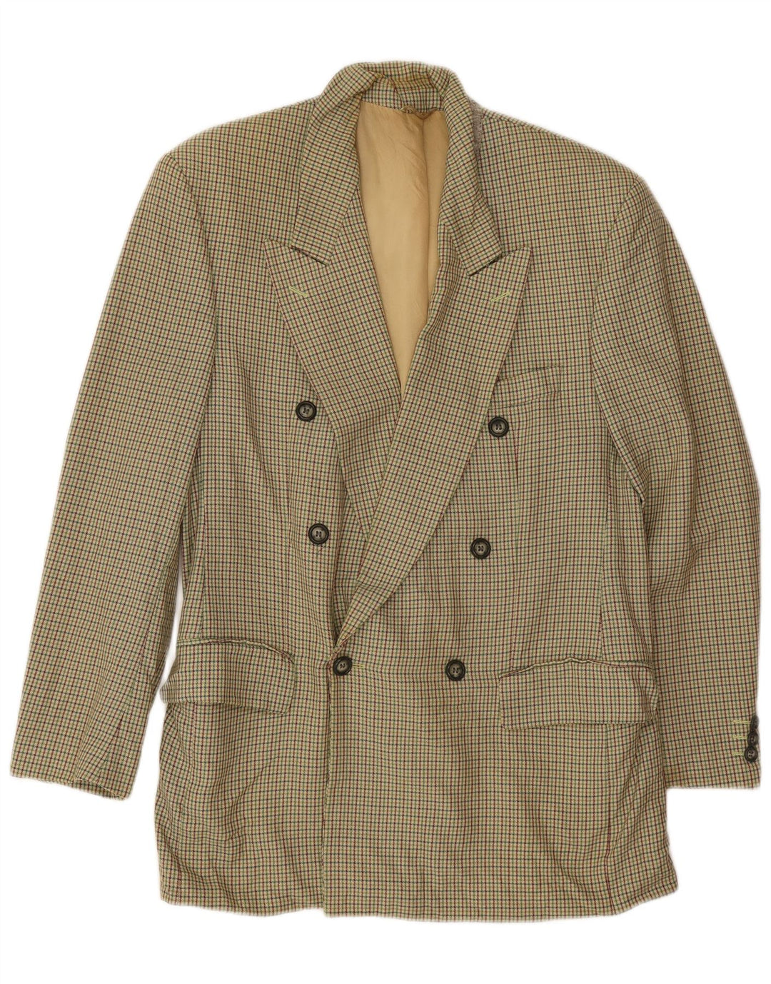 Pierre Laffitte Chaqueta tipo blazer larga para hombre UK 38 Pata de gallo verde medio