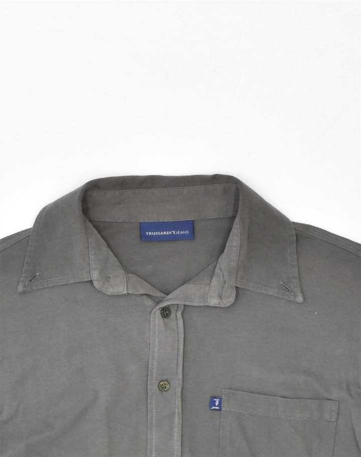 TRUSSARDI JEANS Mens Shirt Medium Grey Cotton | Vintage | Thrift | Second-Hand | Used Clothing | Messina Hembry 