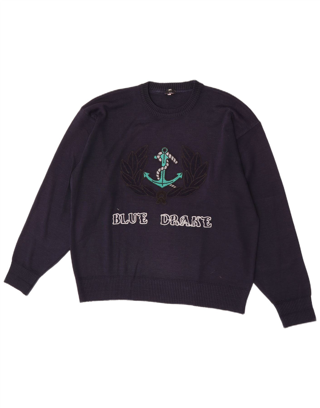Blue Drake - Jersey con cuello redondo y gráfico para hombre, talla grande, azul marino